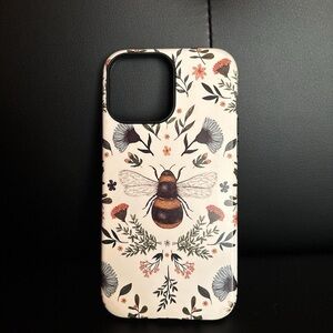 Floral Bee Design Phone Case - Black and White